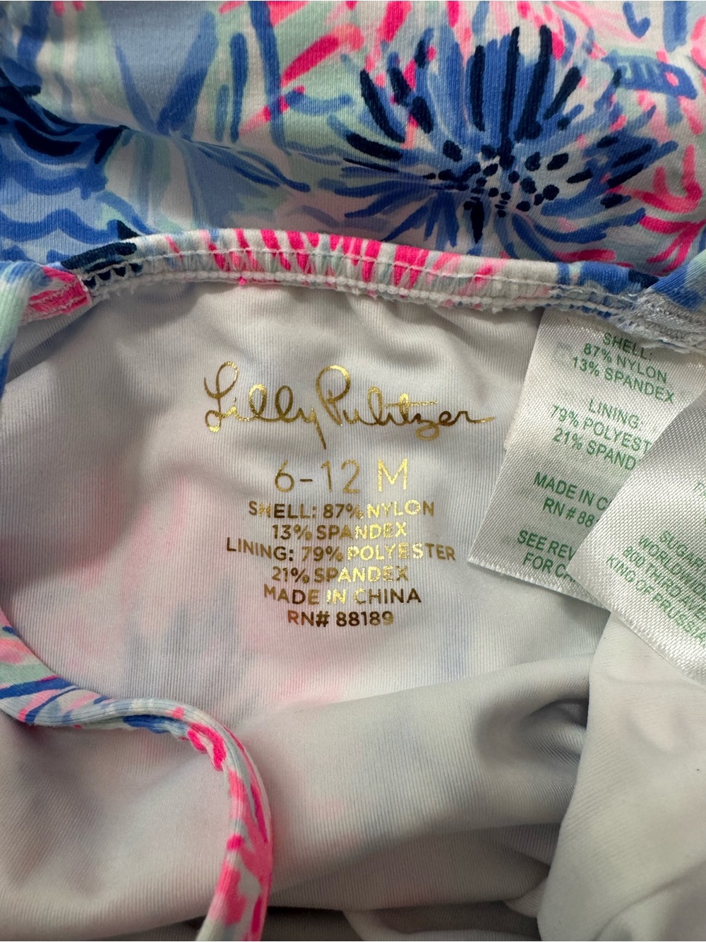 Lilly Pulitzer Pink & Blue Floral Ruffle One-Piece Swim - Picture 3 of 3